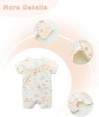 Unisex Summer Trendy 2-Pack Rompers Short Sleeve Zipped Bodysuit Infant Cotton - Image 6