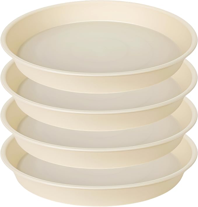 4 Pack of 14 inch Plant Saucers Bird Bath Bow Round, Plastic Plant Saucer Tray by Bleuhome