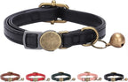 THAIN Leather Cat Collar with Bell Breakaway- Adjustable, Retro Bell fit Most by THAIN