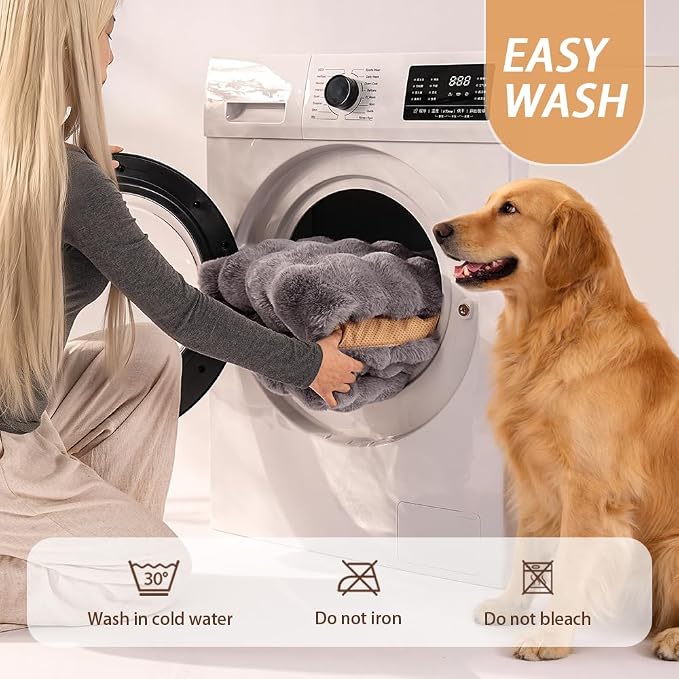 Self-Warming Dog Bed, Plush Faux Fur Mat - Image 8