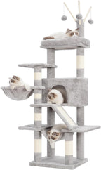 Cat Tree, Cat Condo with Cat Scratching Post and Board, Cat Hammock, Light Gray - Image 9