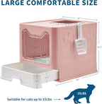Cat Litter Box with Litter Mat and Scoop, Large Covered Litter Box with Lid - Image 3