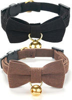 2 Pack Soft Corduroy Cat Collars by Ewinoom