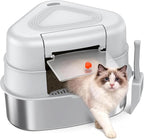 XL Stainless Steel Corner Cat Litter Box by Chumajor