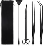 Segarty Longer Aquarium Aquascaping Tools, 4 in 1 Stainless Steel Black by Segarty