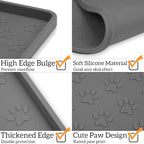 Ptlom Grey Pet Placemat for Dog and Cat, Waterproof Anti-Slip Pet Feeding Bowl - Image 4