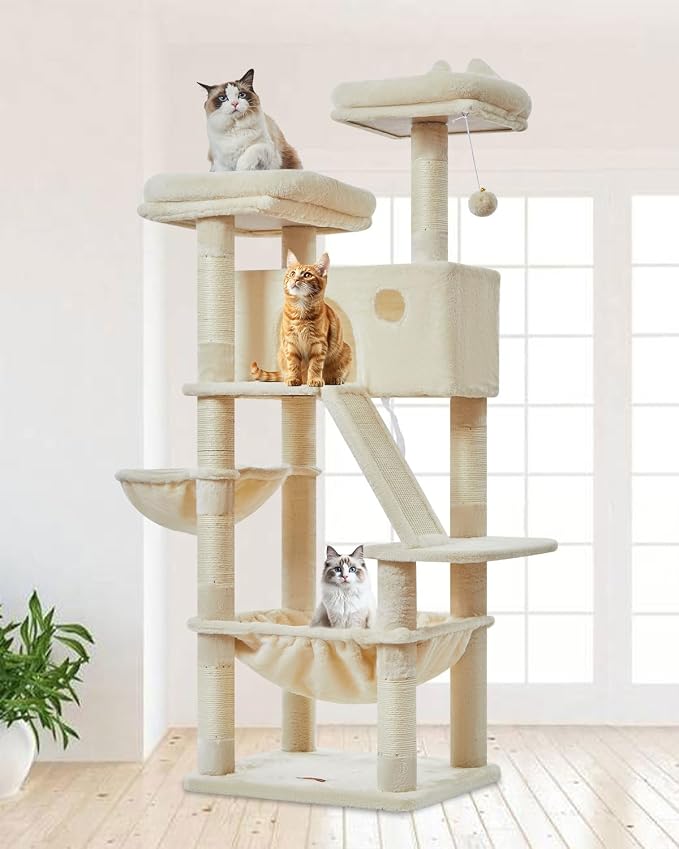 Taoqimiao Cat Tree 57.5-Inch, Cat Tower by Taoqimiao