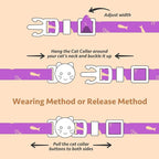 2 Pack Cotton Breakaway Cat Collar Orange and Purple Fish Pendant Cute Kitten - Image 7