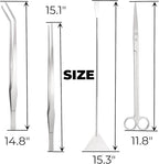 Hiceeden 4 Pcs 15 Inch Long Aquarium Aquascape Tools, Stainless Steel - Image 2