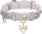 PetsHome Cat Collar, Dog Collar, PU Leather Adjustable Pet Collar by PetsHome