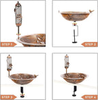 DREAMSOUL Deck Bird Bath with Feeder, Metal Birdbath Bowl - Image 4
