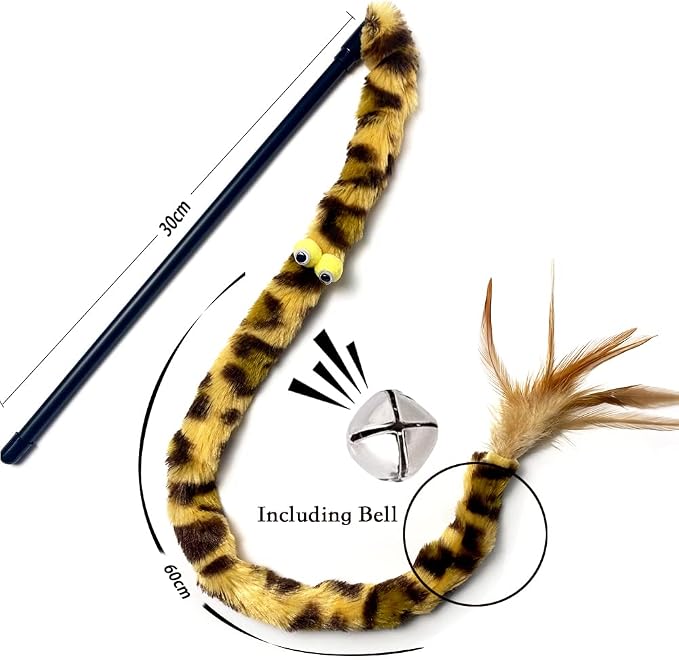 Cat Toys for Indoor Toys, Rainbow Cat Wand Toys, Feather Flips Plush Ball Cat - Image 3