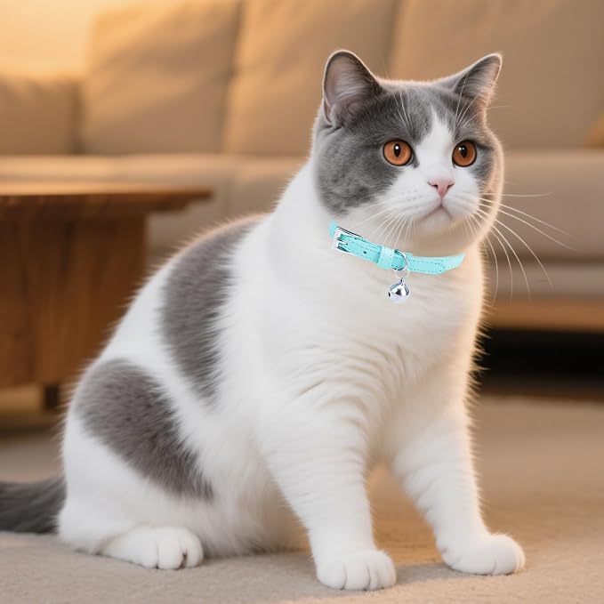 PUPTECK 2 PCS Soft Genuine Leather Cat Kitten Collar - Image 2