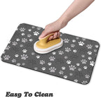 Dog Food Mat, Absorbent Water Bowl Mats Cat Pet Feeding Placemats Dark Gray 17 - Image 4