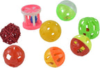 8pcs Bird Cat Ball Toys with Bell Colorful Parakeets Foot Talon Training Set - Image 2