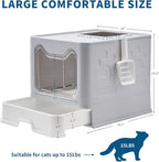 Cat Litter Box with Litter Mat and Scoop, Large Covered Litter Box with Lid - Image 3
