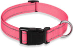 Reflective Dog Collar with Buckle Adjustable Safety Nylon Collars by BOOMIBOO