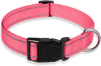 Reflective Dog Collar with Buckle Adjustable Safety Nylon Collars by BOOMIBOO