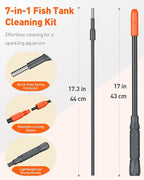 Pawfly Aquarium Cleaning Tools, 7 in 1 Fish Tank Cleaning Kit, Algae Scraper - Image 2