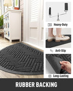 tchdio Door Mat Outdoor Indoor Entrance Doormat-Semicircular Durable Rubber Non - Image 3