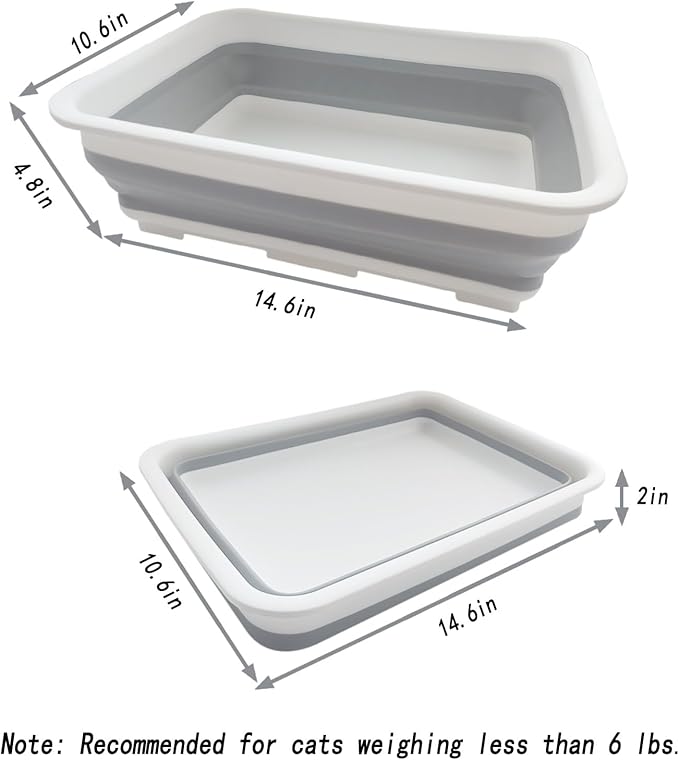 Collapsible Small Cat Litter Box, 14.6 x 10.6 x 4.8 inch Open Waterproof Low - Image 2
