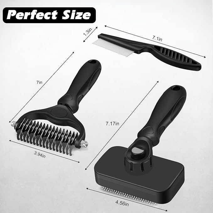 3PCS Self Cleaning Slicker Brush & Pet Grooming Rake & Flea Comb - Image 7