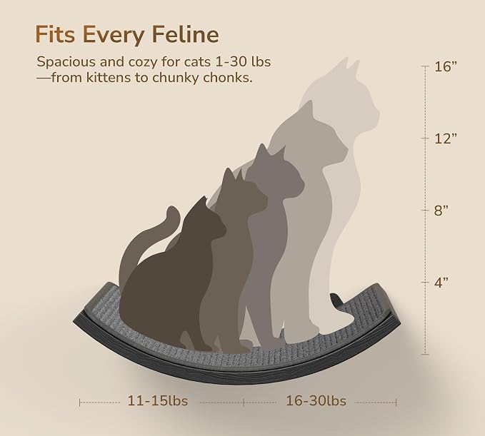Gray Cat Wall Shelf with Grey Sisal Mat, Curved Cat Bed - Image 6
