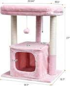 SYANDLVY Small Cat Tree for Indoor Cats Large Adult, Modern House - Image 3