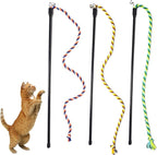KABASI 3PCS Cat String Wand Toys, Colorful Interactive Cats Teaser Wand by KABASI