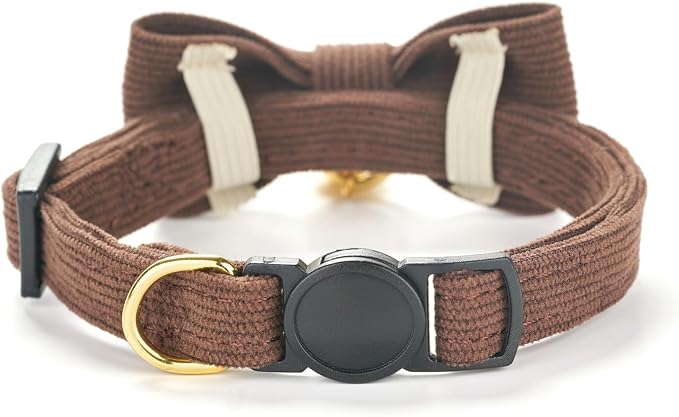 Soft Corduroy Cat Collar, Plaid Pattern, - Image 5
