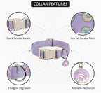 Girl Dog Collar with Unique Purple and Donut Print, Cute Dog Collar - Image 2