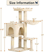 BestPet | 37" Cat Tree Tower | Beige | Sturdy Multi-Level Cat Tree - Image 6