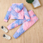 Toddler Baby Girls Clothes Long-sleeve Tie Dye Hoodie Sweatshirt Pants Hooded - Image 8
