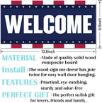 Welcome Sign for Front Door, Welcome Decor Wooden Hanging Sign, Patriotic - Image 2