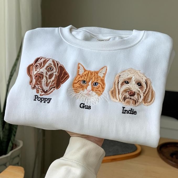 NAZENTI Custom Photo Pet Embroidered Sweatshirt, Custom Dog Face Embroidered - Image 5