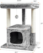 SYANDLVY 27IN Cat Tree for Indoor Cats Large Adult, Modern Activity Tower - Image 3