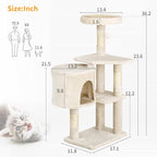 BestPet | 36" Cat Tree Tower | Beige | Sturdy Multi-Level Cat Tree - Image 8