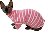 Vintage Stripes Sphynx Hairless Cats Shirt Cotton Cat Turtleneck Pet Clothes - Image 3