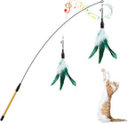 Pawaboo Feather Teaser Cat Toy, Interactive Feather Wand Cat Toy Flying Feather by Pawaboo