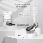 RIZZARI Gravity Water Bowl Dispenser: 4L White Stainless Steel Water Feeder - Image 3