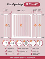 36.2" Extra Tall Baby Gate for Stairs, 29.5-46" Wide Dog Gate for Doorways - Image 7