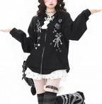 Womens Y2K Zip Up Cute Graphic Hoodies Cat Ears Casual Cartoon Harajuku Kawaii - Image 4