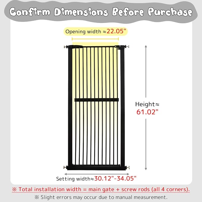 Lumizone Extra Tall Cat Gate 61.02" High Pressure Mounted Extra Wide - Image 2