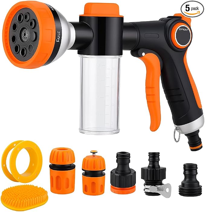Dog Wash Hose Attachment, 8 in 1 Garden Hose Nozzle Sprayer by SAYA+KIJI