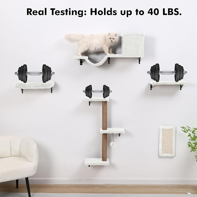 5-in-1 Cat Wall Shelves, Perch & Lounge - Image 4