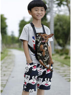 Pet Dog Puppy Cat Carrier Five Holes Backpack Double Shoulder Straps Canvas - Image 5