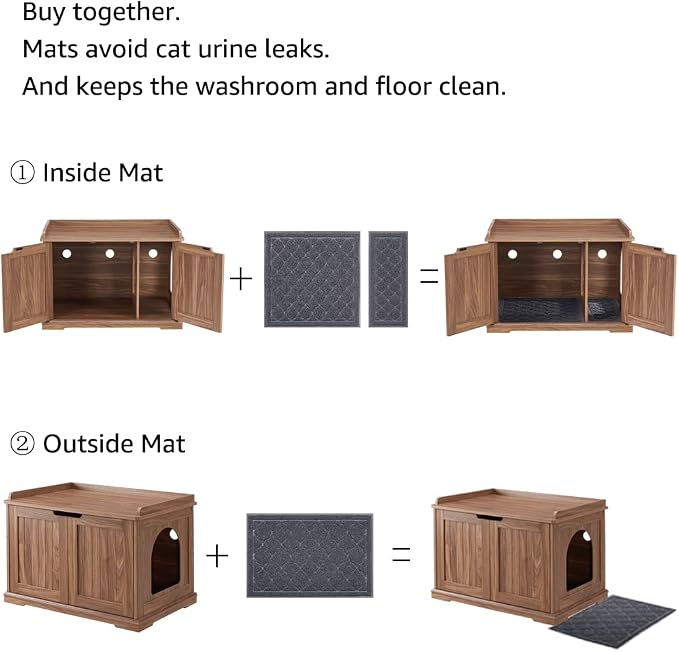 unipaws Cat Litter Box Enclosure Furniture, Hidden Litter Box Cover Washroom - Image 7