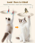 Pawaboo Feather Teaser Cat Toy, Interactive Feather Wand Cats Toy Flying - Image 4