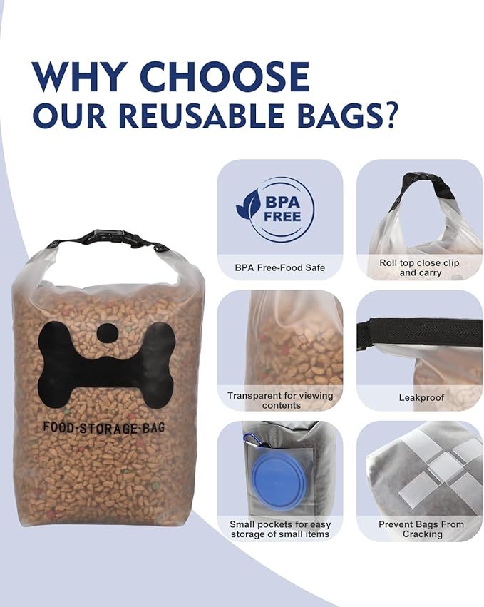 ANVS Silicone Pet Food Storage Bag, 30-Cup Dog Food Travel Bag - Image 3