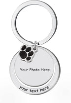 Custom Pet Photo Keychain Personalized Photo Pawprint Dog Tag Keychain Engraved - Image 2
